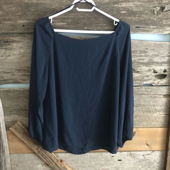 addition Elle plus size X NWT Navy dual layer blouse - Picture 3 of 6